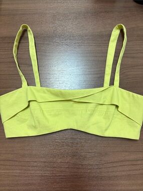Lime/yellow Linen Cropped Strappy Bustier Top